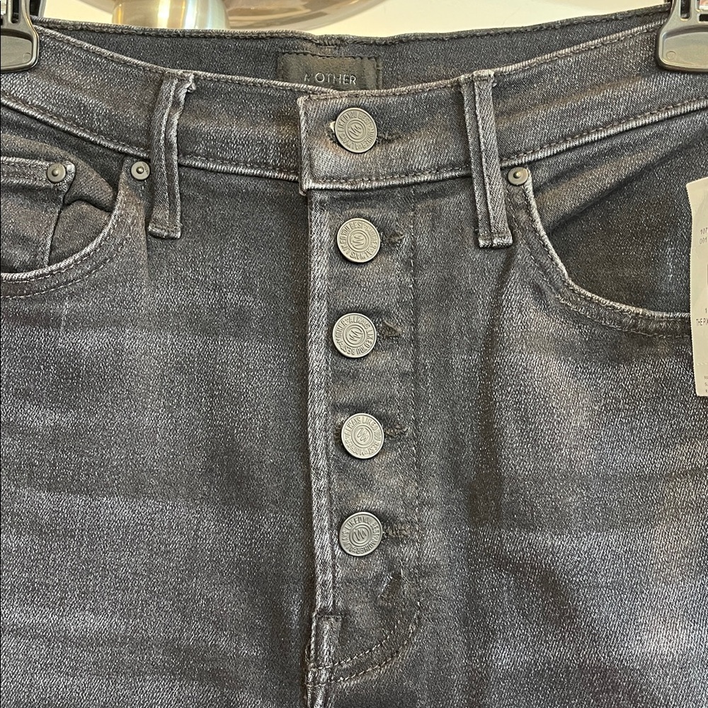 Mother The Pixie Swooner High Rise Ankle Fray Jeans Thunder Road Wash SZ 27 NWT - Picture 5 of 9